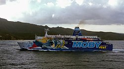 The Moby Niki in front of Portoferraio, August 2017