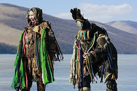 Mongolian shamans just before ritual. 3 March 2019. Khovsgol lake, Mongolia.