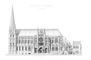 South elevation, lithography 1864