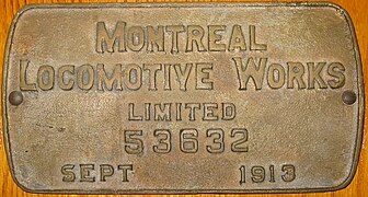 Montreal Locomotive Works builder's plate