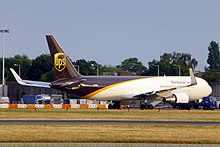 A Boeing 767-300F with winglets in the former livery N332UP18072014LHR (14690150615).jpg