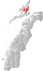 Mapa do condado de Møre og Romsdal com Sortland em destaque.