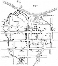 Map of New Plymouth, 1860, showing entrenchments around the town. NPlym1860.jpg