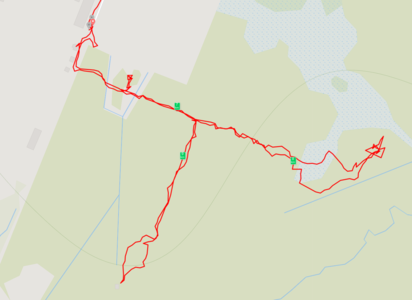 GPS-трек болотного похода экспедиционеров к трём объектам (привязка к карте на Викискладе по ссылке)
