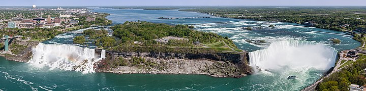 Wòdospadë Niagara - krãgòbrôzk; Kanada na prawò, USA na lewò