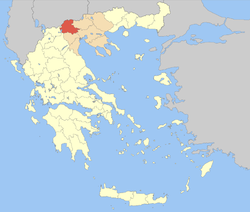 中央マケドニア地方におけるペラ県の位置