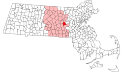 Location in Worcester County in Massachusetts