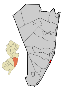 Ocean County New Jersey Zonele încorporate și necorporate Harvey Cedars Highlighted.svg