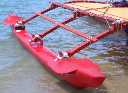Outrigger on a contemporary Hawaiian sailing canoe