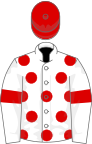 White, red spots, armlets and cap