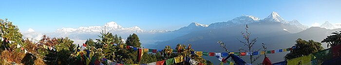 View from Poon Hill with Annapurna to the right and Dhaulagiri on the left