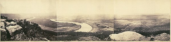 View from the top of Lookout Mountain, Tennessee, Albumen prints, February, 1864, by George N. Barnard Panoramic from Lookout Mountain Tenn., 1864.jpg