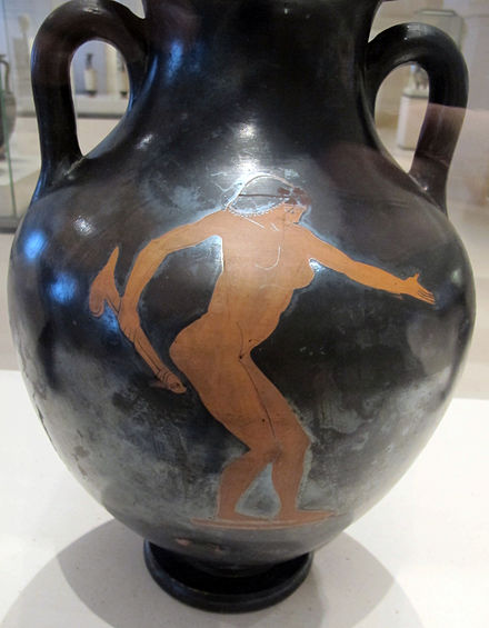 A woman with a dildo. Red figure amphora attributed to the Flying-Angel Painter c. 490 BC; City of Paris Museum of Fine Arts