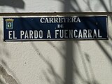 Placa de la Carretera de El Pardo a Fuencarral, El Pardo (Madrid).