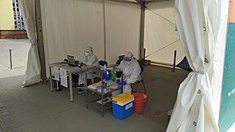 Point for detection of SARS-CoV-2 virus Łódź Poland 2020 02.jpg