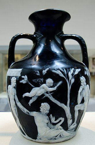 The Portland Vase at The British Museum is an example of a piece of glass created using a cased glass blank. Portland Vase BM Gem4036 n5.jpg