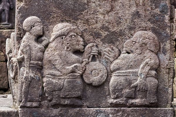 A Gong depicted on the 15th-century temple reliefs at the Candi Sukuh in Central Java, Indonesia