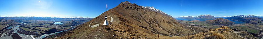 Panorama of the Remarkables and surroundings from their northern end.