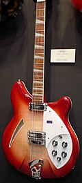 The Rickenbacker 360/12, a guitar popularised by the Beatles in 1964 and subsequently adopted by the Byrds Rickenbacker 360-12V66.jpg