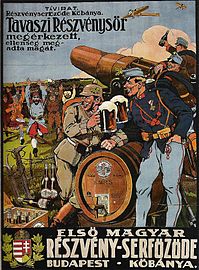 La victoire des Empires centraux, grâce à la bière hongroise, 1916.