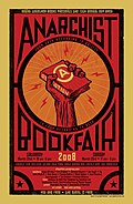 Cartaz da edição de 2008 da Feira do Livro Anarquista da Baia de San Francisco