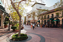 Outdoor shops in downtown Santa B Santa Barbara downtown shopping center.jpg