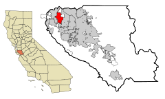 Santa Clara County California Incorporated ve Incorporated alanları Mountain View Highlighted.svg