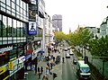 Schloßstraße with Kreisel building (background) as seen from the Joachim-Tiburtius bridge