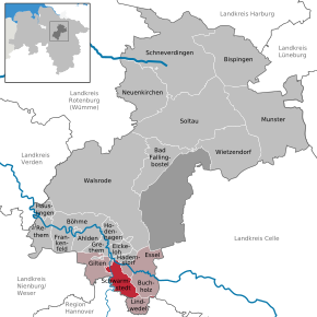Poziția Schwarmstedt pe harta districtului Heidekreis