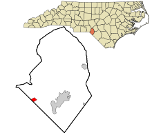 Scozia County North Carolina aree incorporate e non incorporate Gibson evidenziato.svg