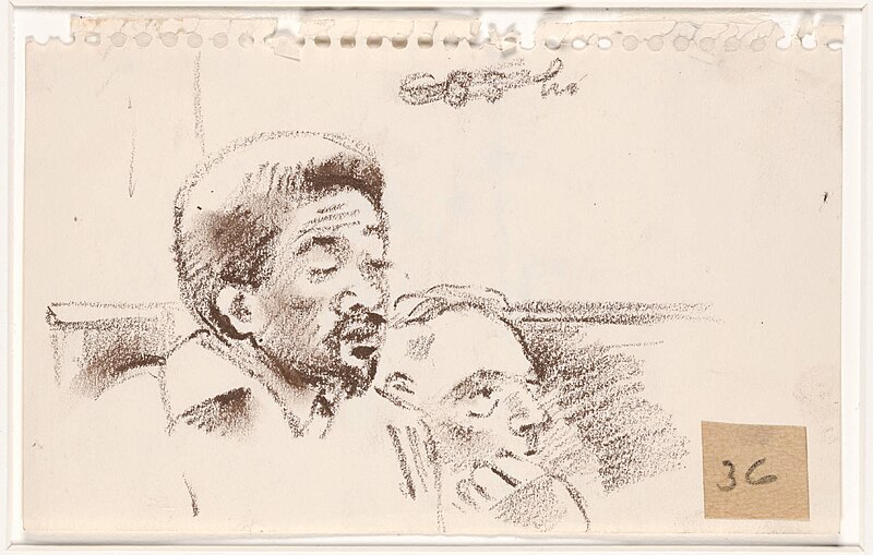 File:Sketch of Bobby Seale with his eyes closed and Charles R. Garry with his head resting on his hand. 36.jpg