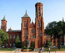 The Smithsonian Institution Building, an early example of American Romanesque Revival designed by James Renwick Jr. in 1855