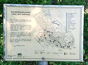 Karta över Solbergaskogens natur- och kulturstig