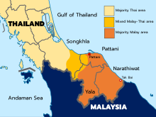 Areas where the group is active Souththailandmap.svg