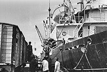 A Soviet ship with humanitarian aid, Sihanoukville, Cambodia, November 1979 Soviet ship brings humanitarian help to Cambodia 1979.jpg