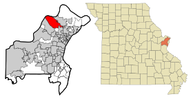 St. Louis County Missouri Incorporated and Unincorporated areas Hazelwood Highlighted.svg