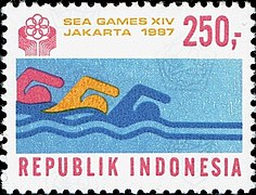 Stamp of Indonesia - 1987 - Colnect 256486 - Swimming.jpeg