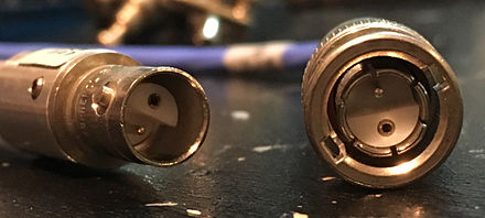 Female (left) and male (right) twin BNC connectors