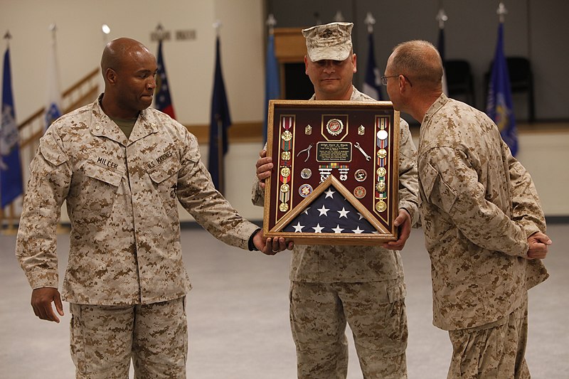 File:U. S. Marine Major Shawn Miller (left), Operations Officer, Logistics ...