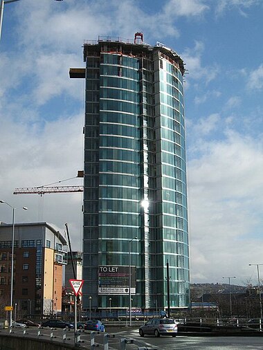 The 22-floor Velocity Tower on Moore Street roundabout.