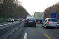 Verkehrsführung in Autobahnbaustelle mit verengten Fahrspuren (2m linke Fahrspur)