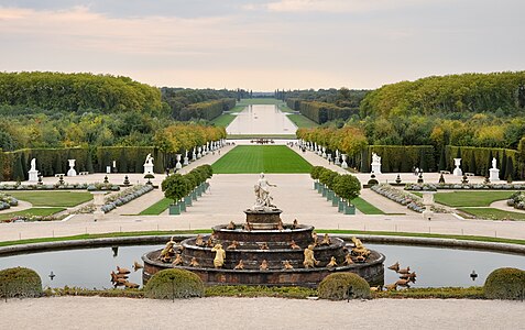 Versailles gardens view from "Place d'Armes", in Paris, France.