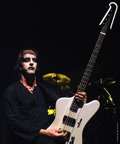 Twiggy performing with Marilyn Manson at the Hammerstein Ballroom during the "Rape of the World Tour"