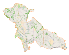Mapa konturowa gminy Zielonki, u góry po lewej znajduje się punkt z opisem „Korzkiew”