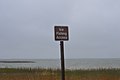 Ice fishing access sign in Audubon National Wildlife Refuge, U.S.A.