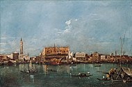 „Benátky z Bacino di San Marco“, olejomalba na plátně od Francesca Guardiho.jpg