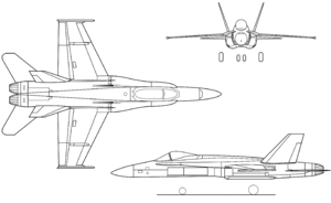 Три проекции F/A-18 Hornet