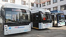 Trolleybussar "Megapolis" i parken.  2018