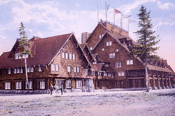 Postcard of Old Faithful Inn by F. Jay Haynes