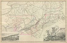 An 1876 map of the Lehigh and New England Railroad 1876 South Mountain & Boston.jpg